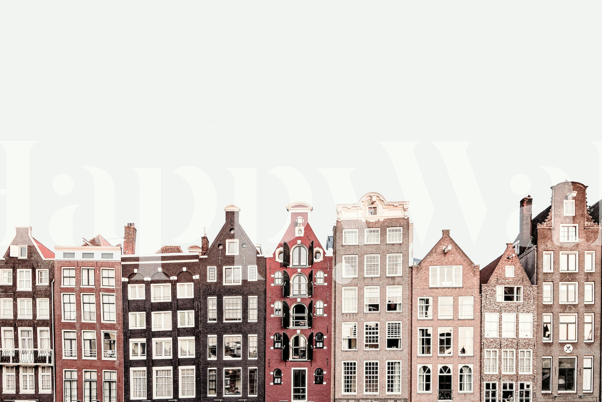 Row of Dutch houses with neutral tones and varied architecture wallpaper