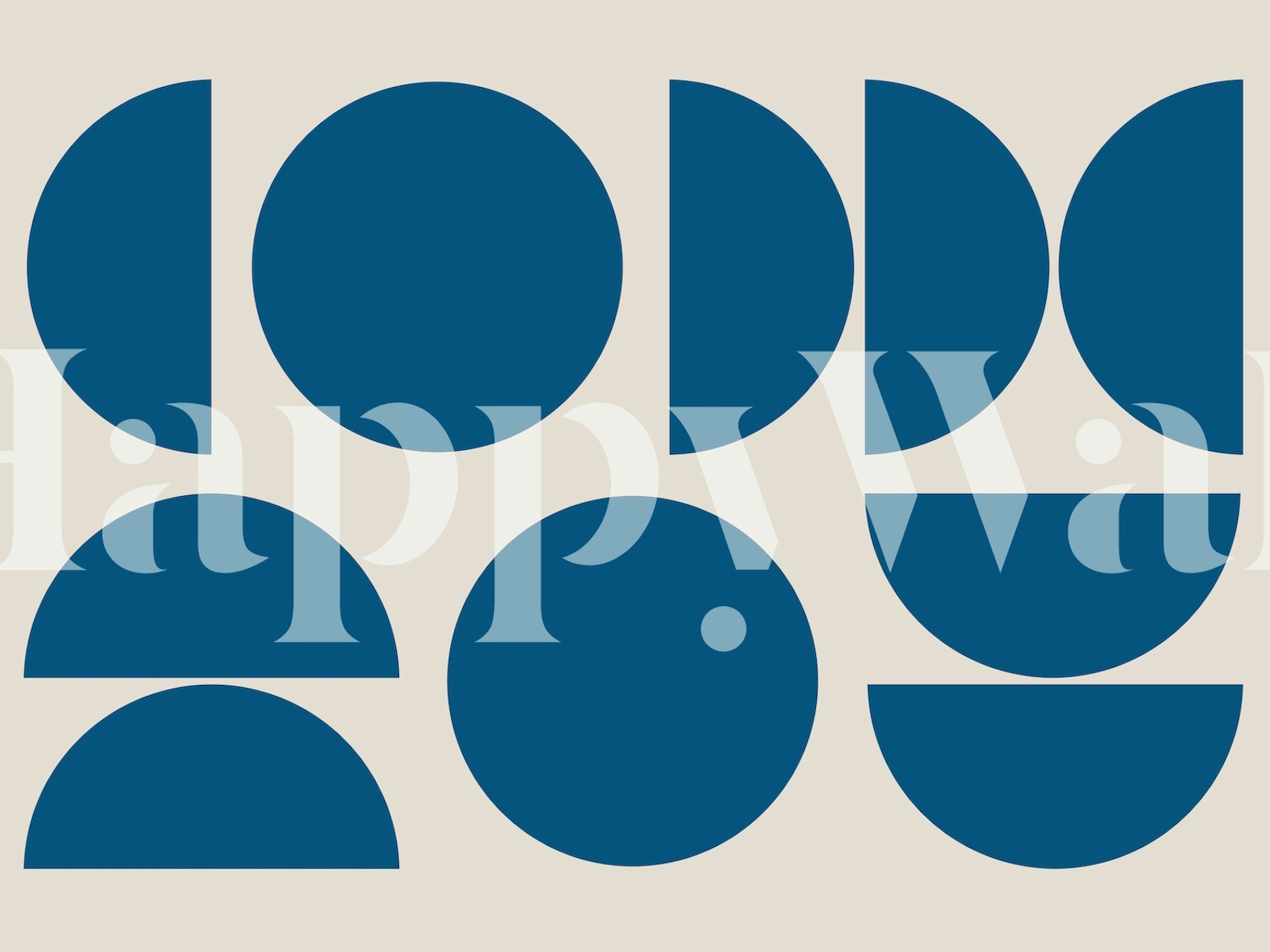 Minimalist geometric half-circle design in blue and neutral tones wall mural