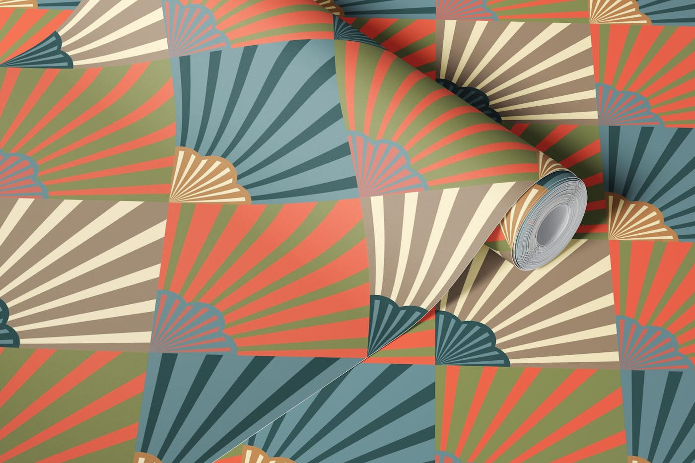 SUNRISE Art Deco Diamond Burst - Elegant Deco wallpaper roll