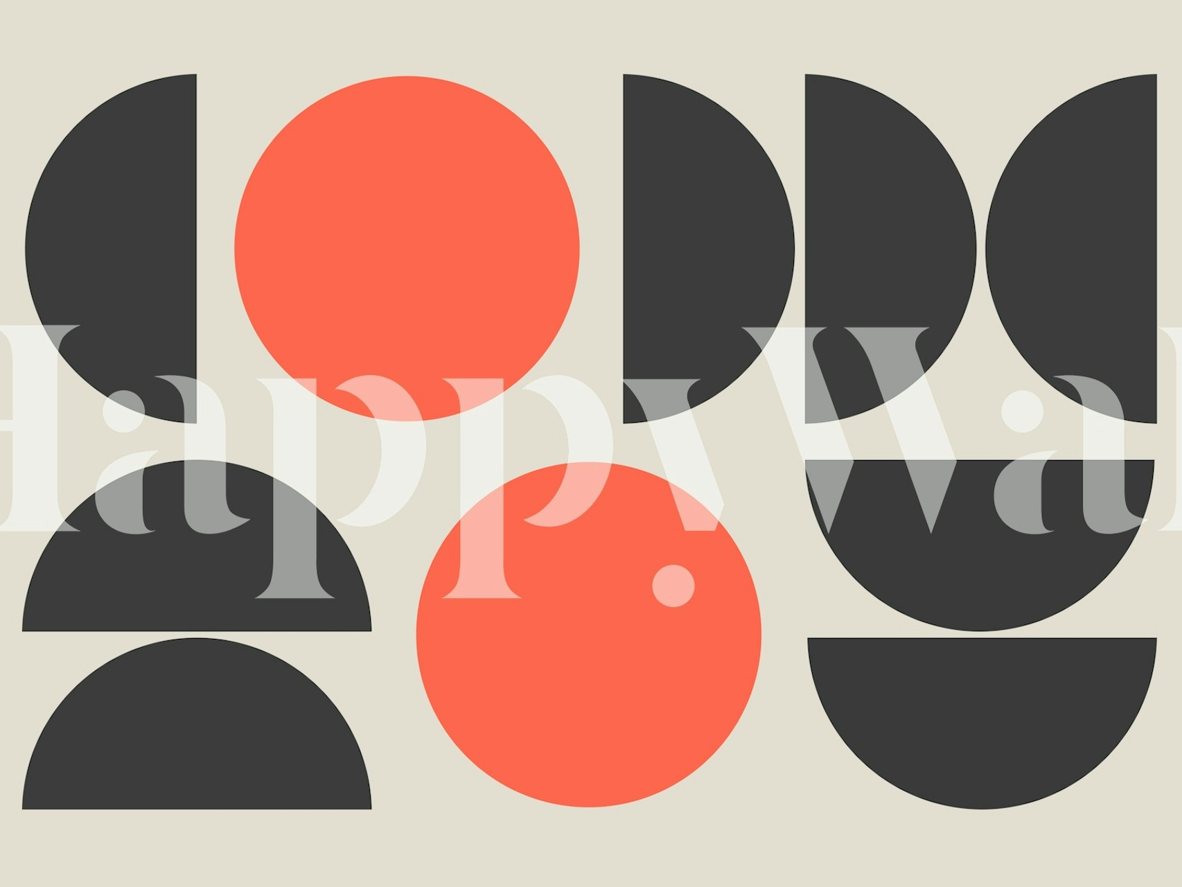 Eenvoudig Mid Century Modern fotobehang met geometrische vormen