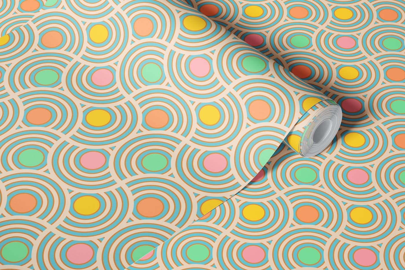 SCALLOP Art Deco Geometric - Mod Pastel wallpaper roll