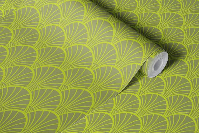 FANDOM Art Deco Fan Scallop - Elegant Olivewallpaper roll