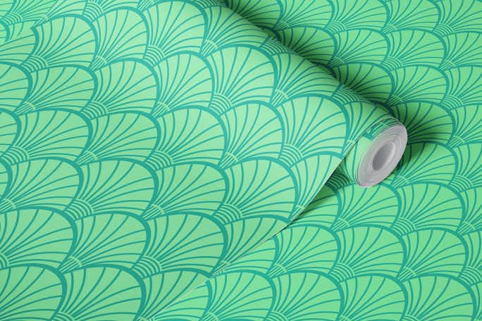 FANDOM Art Deco Fan Scallop - Mod Lime Greenwallpaper roll