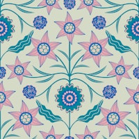 AUDREY Cottage Chintz Floral - Blush Teal tapeta