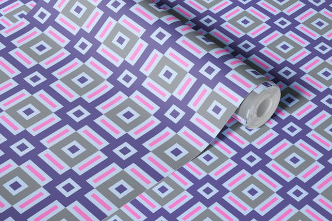 ESSEX Mod Groovy Geometric - Purple Pinkwallpaper roll
