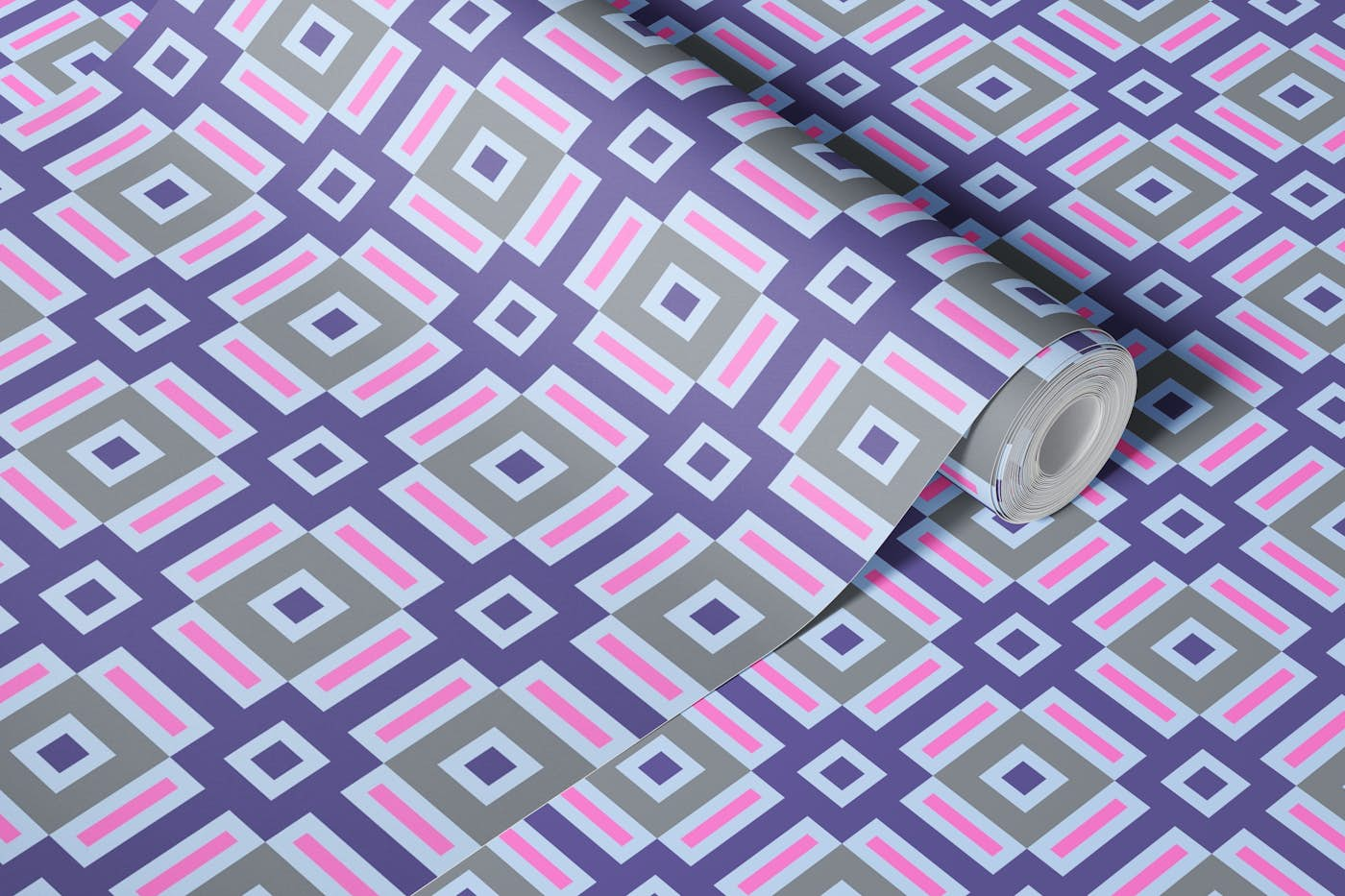 ESSEX Mod Groovy Geometric - Purple Pink wallpaper roll