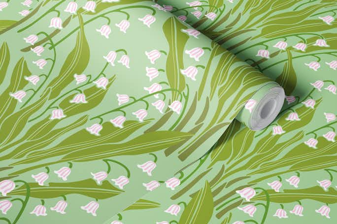 LILY OF THE VALLEY Floral - Spring Greenwallpaper roll
