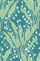 LILY OF THE VALLEY Floral - Teal behang