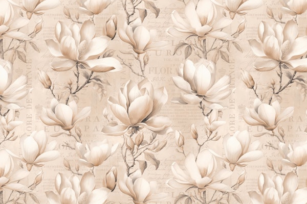 Magnolia Spring Romance Ivory Peach