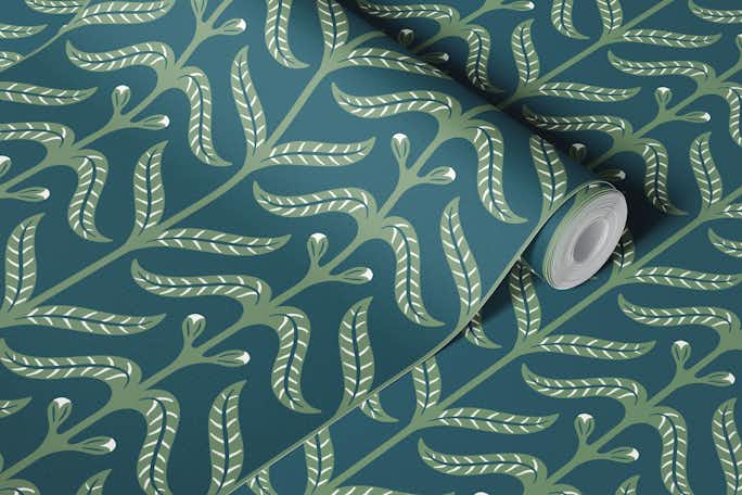 natural coordinate green leaves on emeraldwallpaper roll