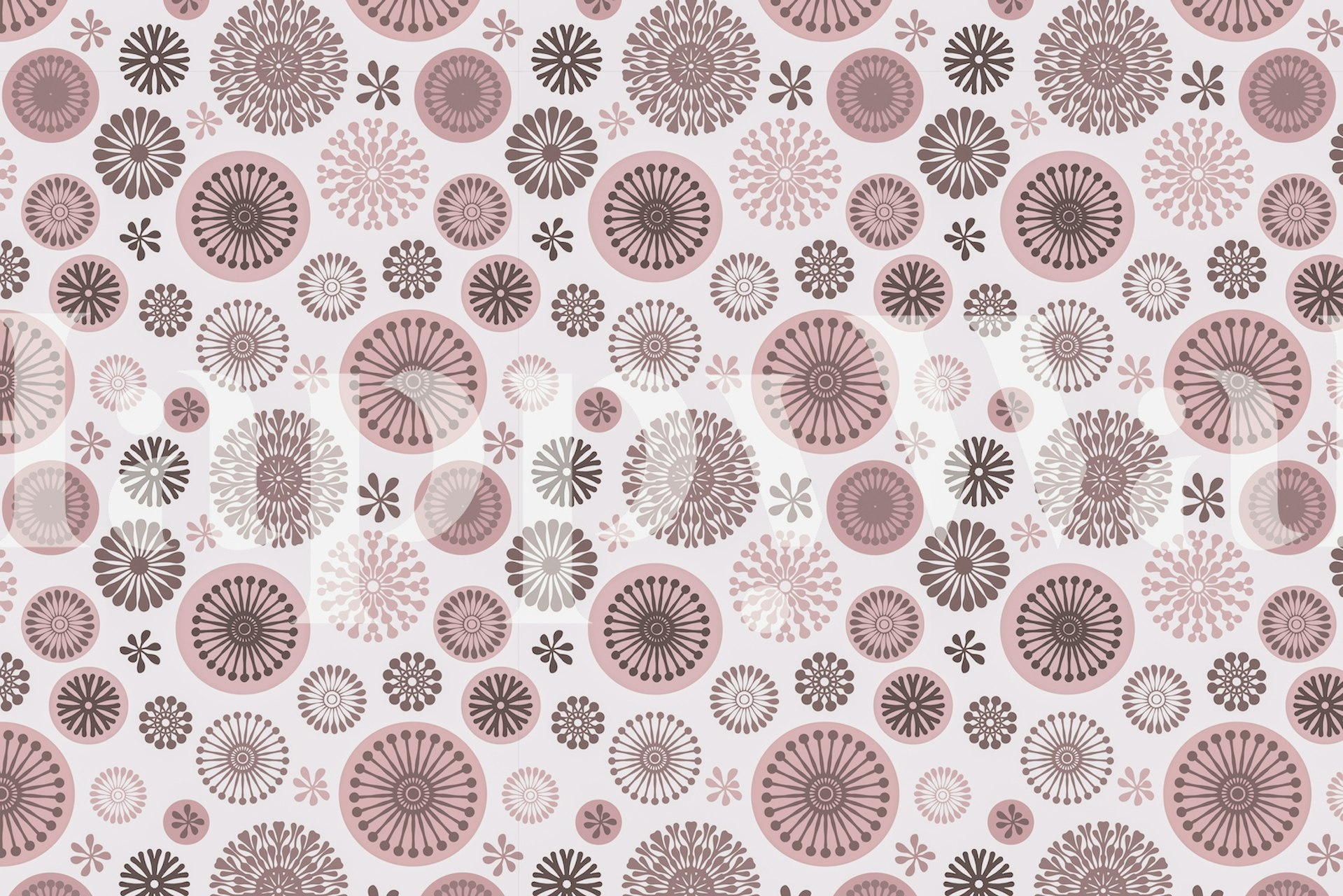 Retro floral pattern in pastel pink and brown wallpaper