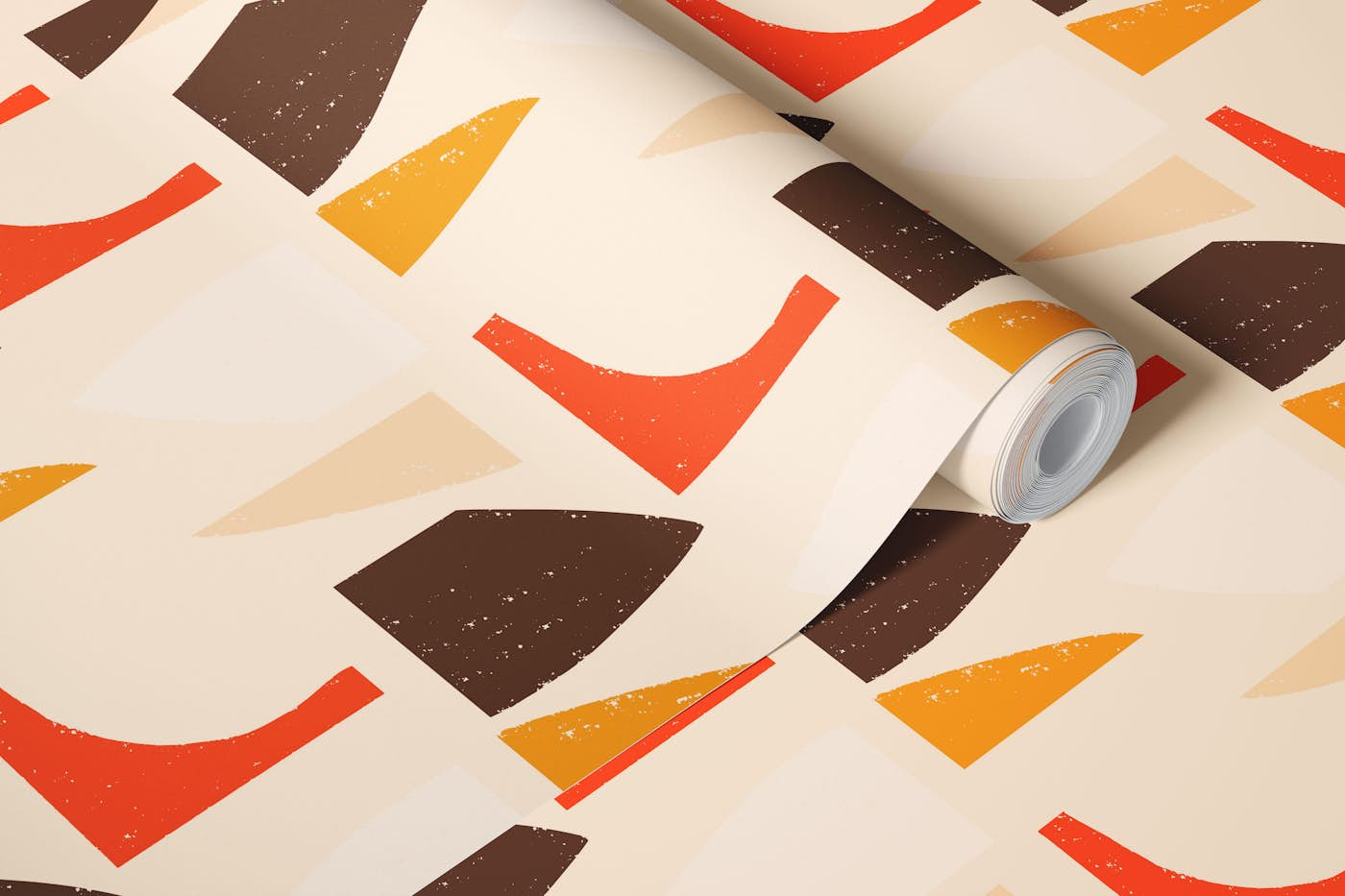 70s Mod Abstract Vanilla - Mid Century Shapes wallpaper roll