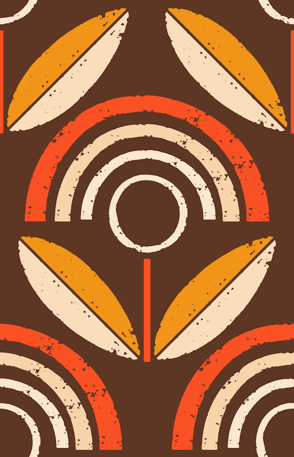 Brown Mod Sunflower- Mid Century Floral