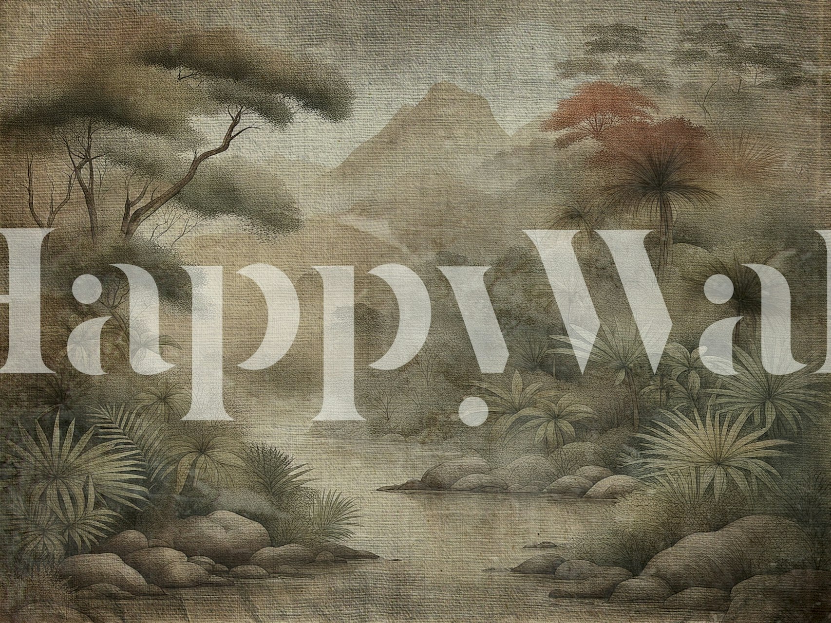 Tropical Asian Forest wallpaper in a room