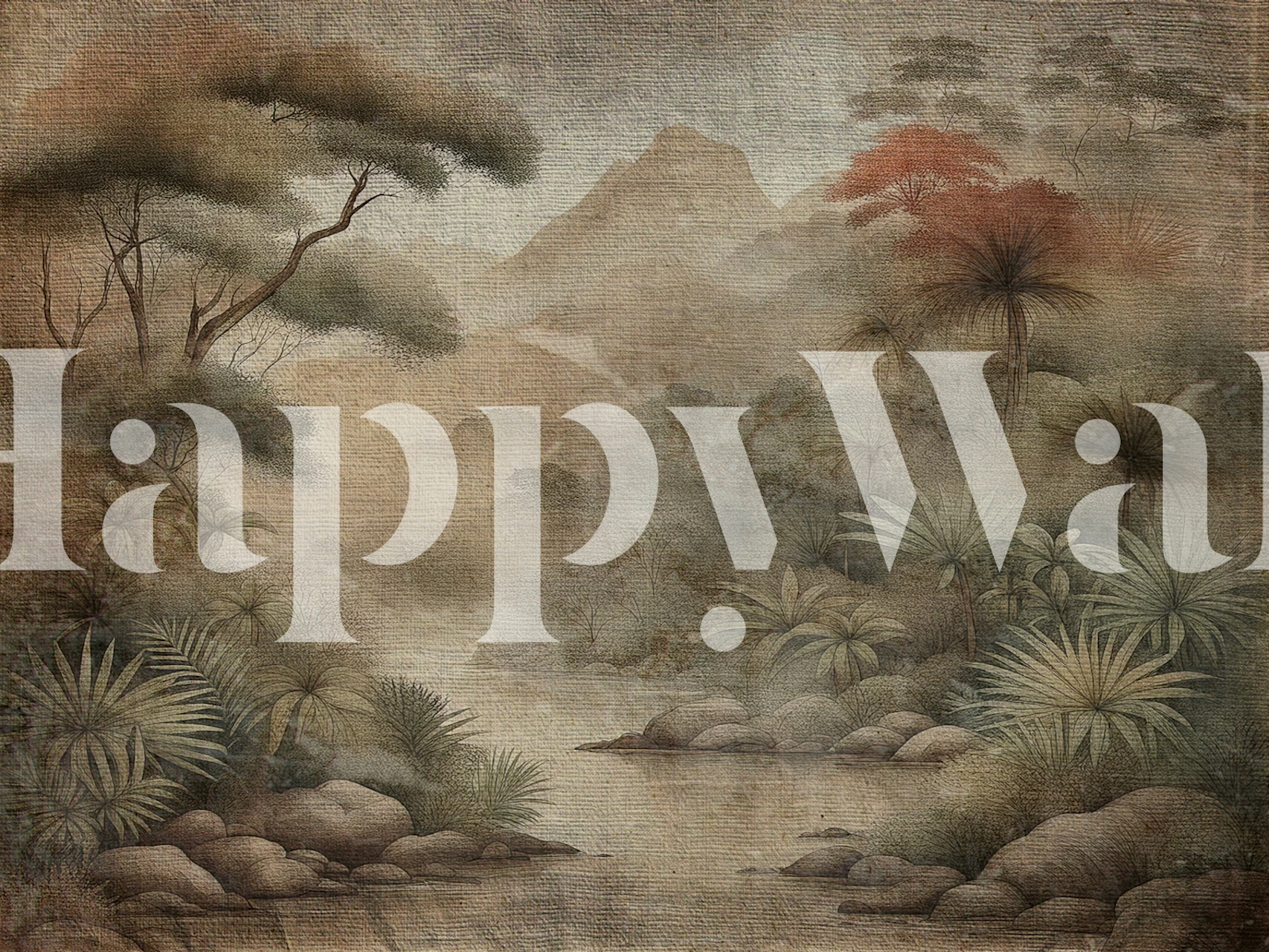 Tropical Asian Forest Tapete in einem Zimmer