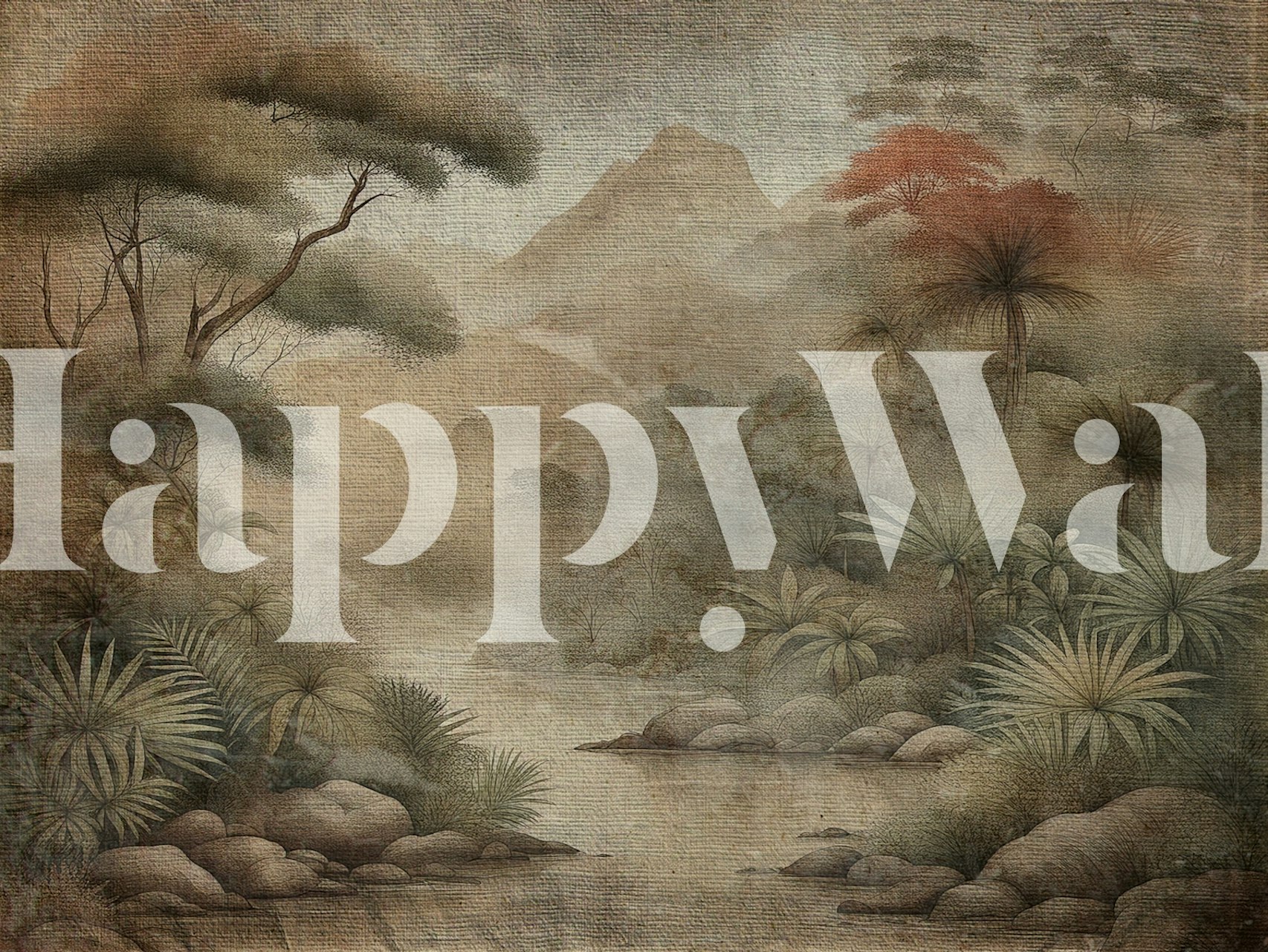 Tropical Asian Forest wallpaper in a room