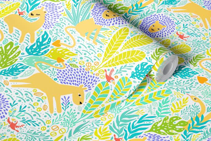 The lion and the parrot pattern for kids 2wallpaper roll