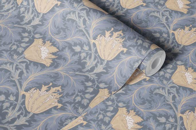 William Morris ANEMONE in slate blue beigewallpaper roll
