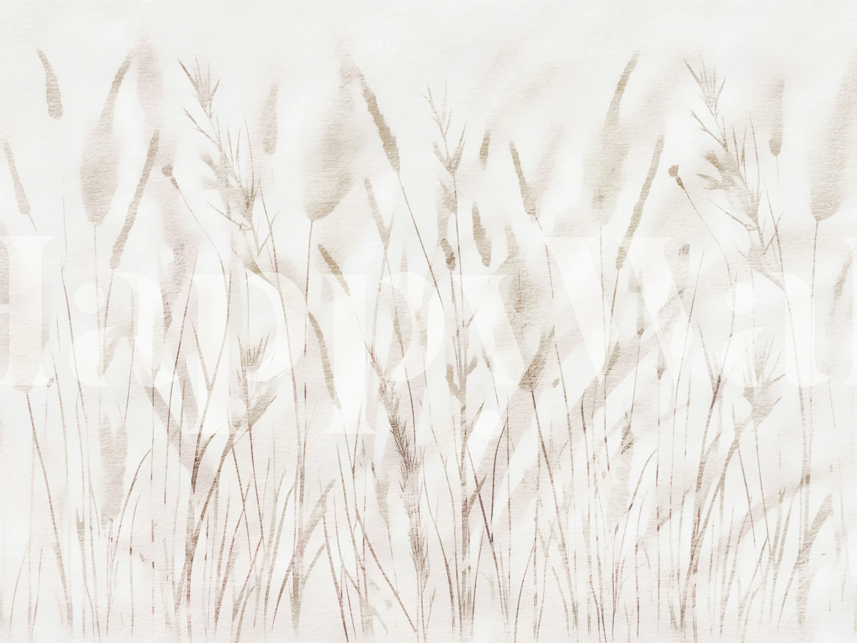 Elegant Wild Japandi Grass Botanical Art vægmaleri med fredfyldte beige og cremefarver