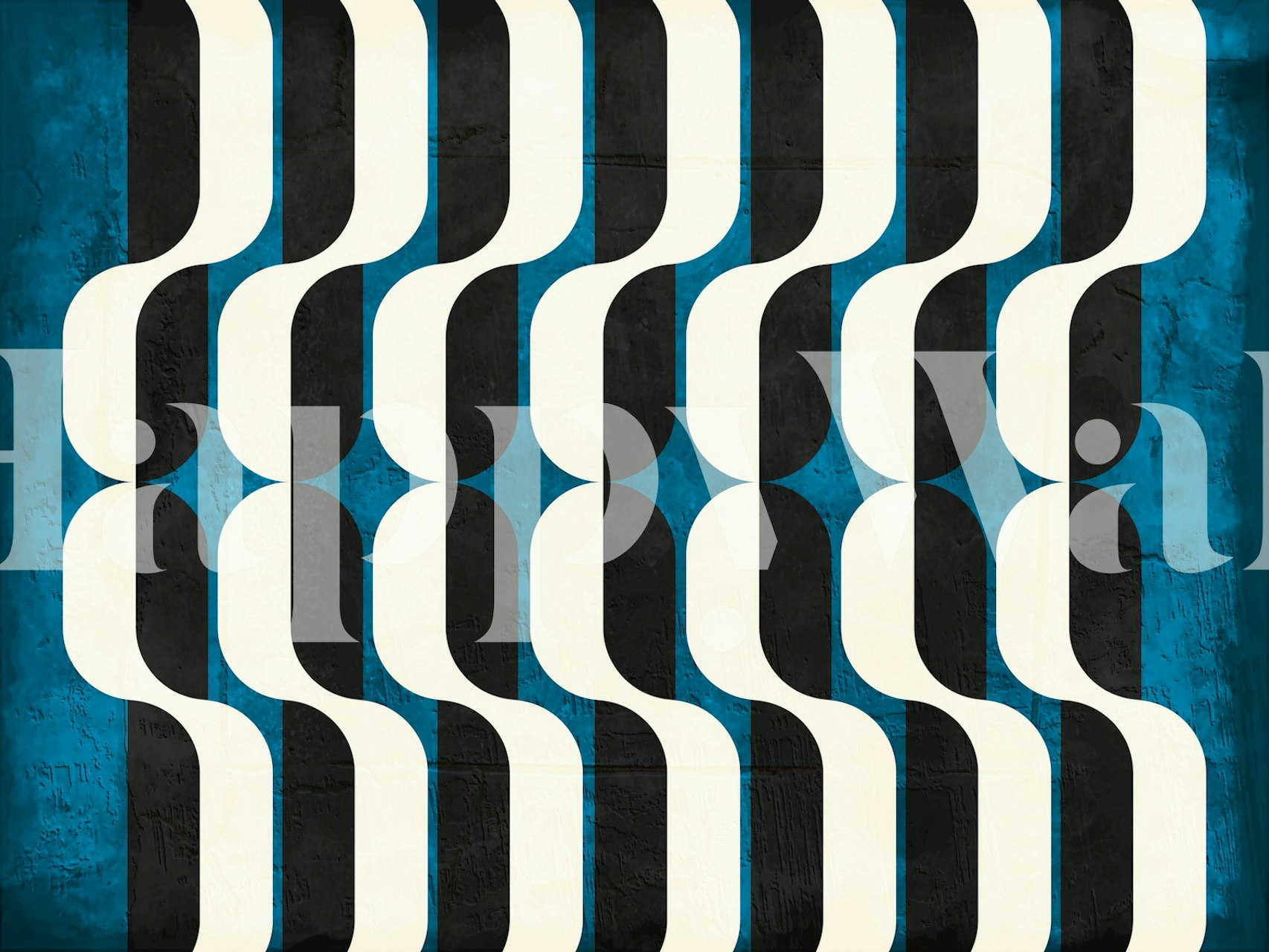 Mid Century Concrete Art behang in een kamer