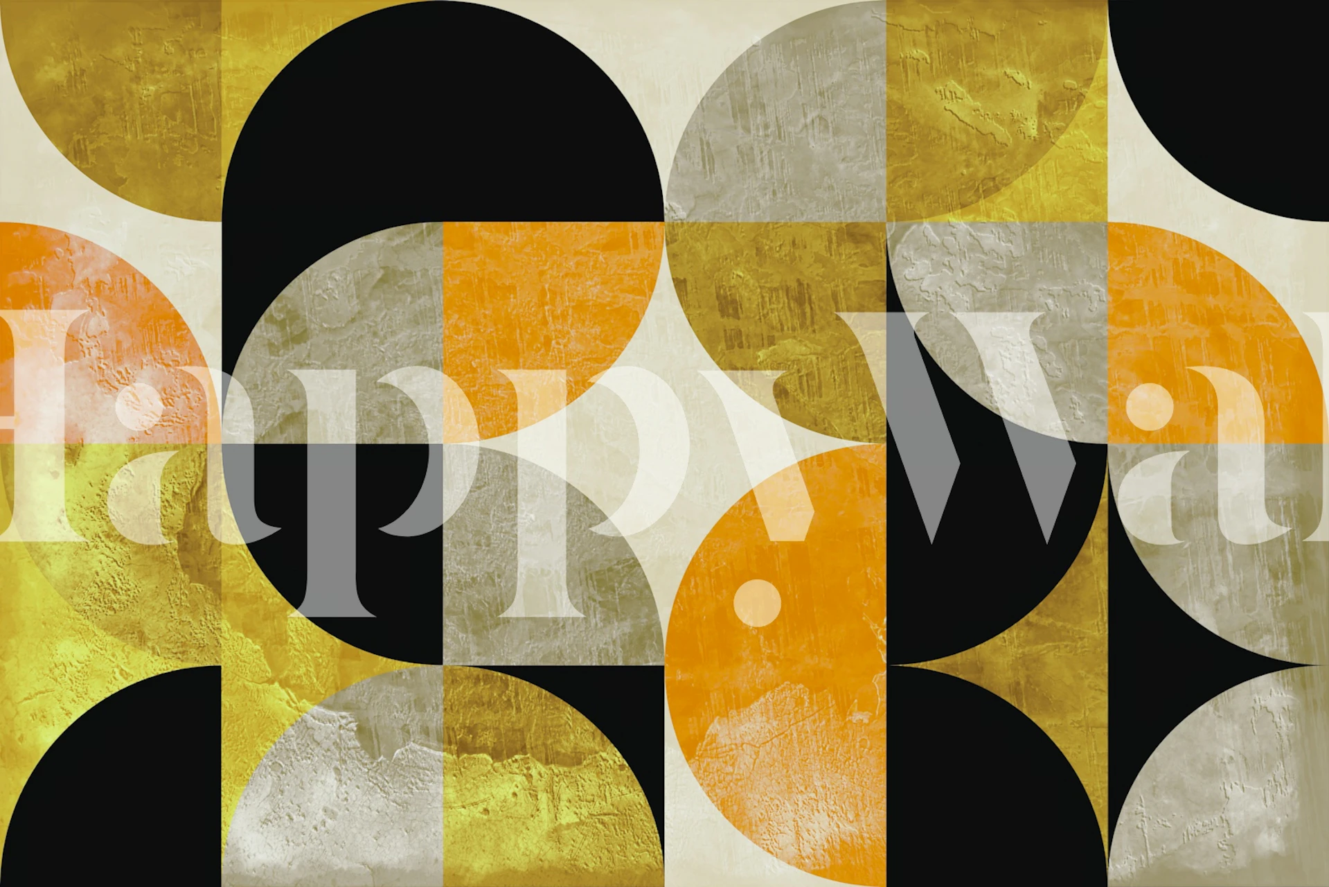 Fototapeta ve stylu poloviny století s betonovou texturou a geometrickými tvary v zemských tónech