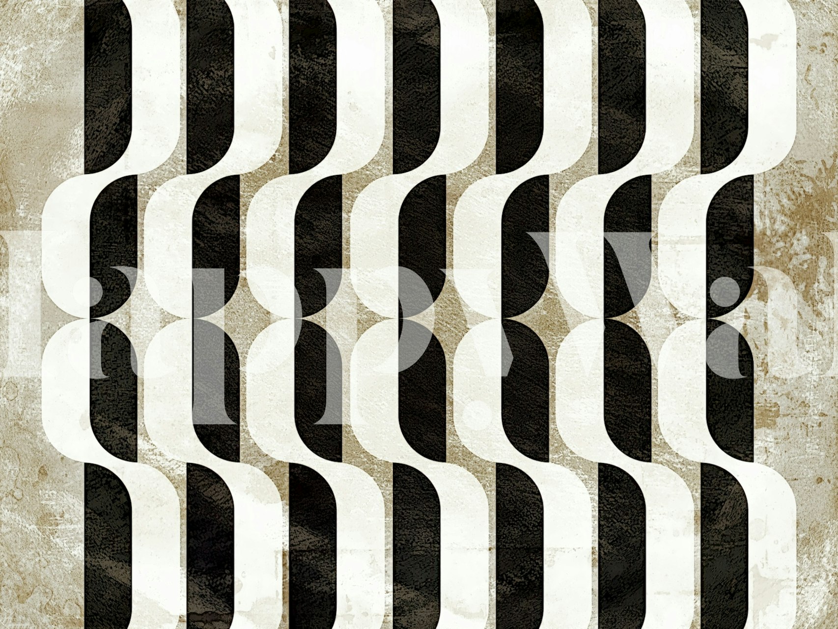 Geometric patterns in black and cream on a textured background wallpaper