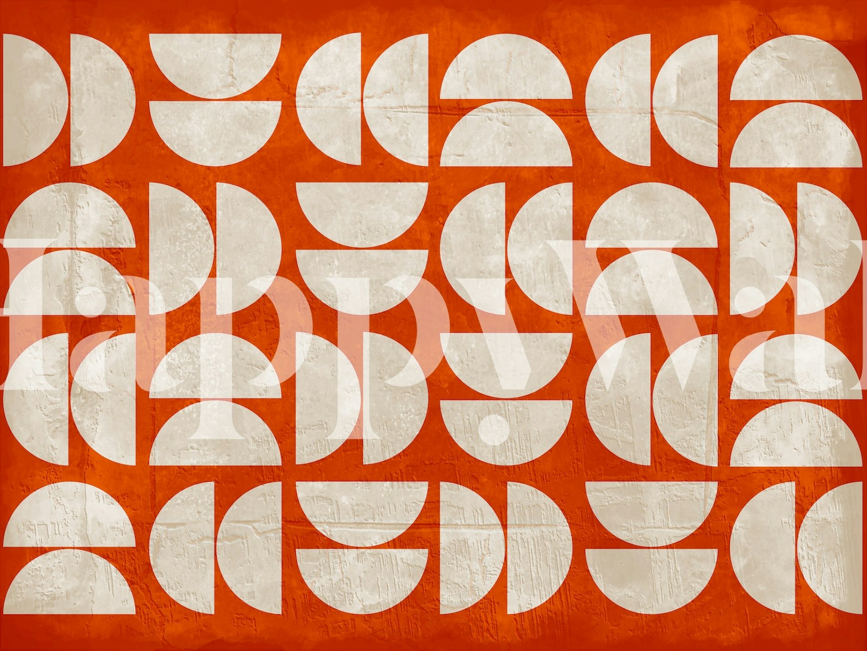 Red Mid Century Concrete Art wallpaper in a room