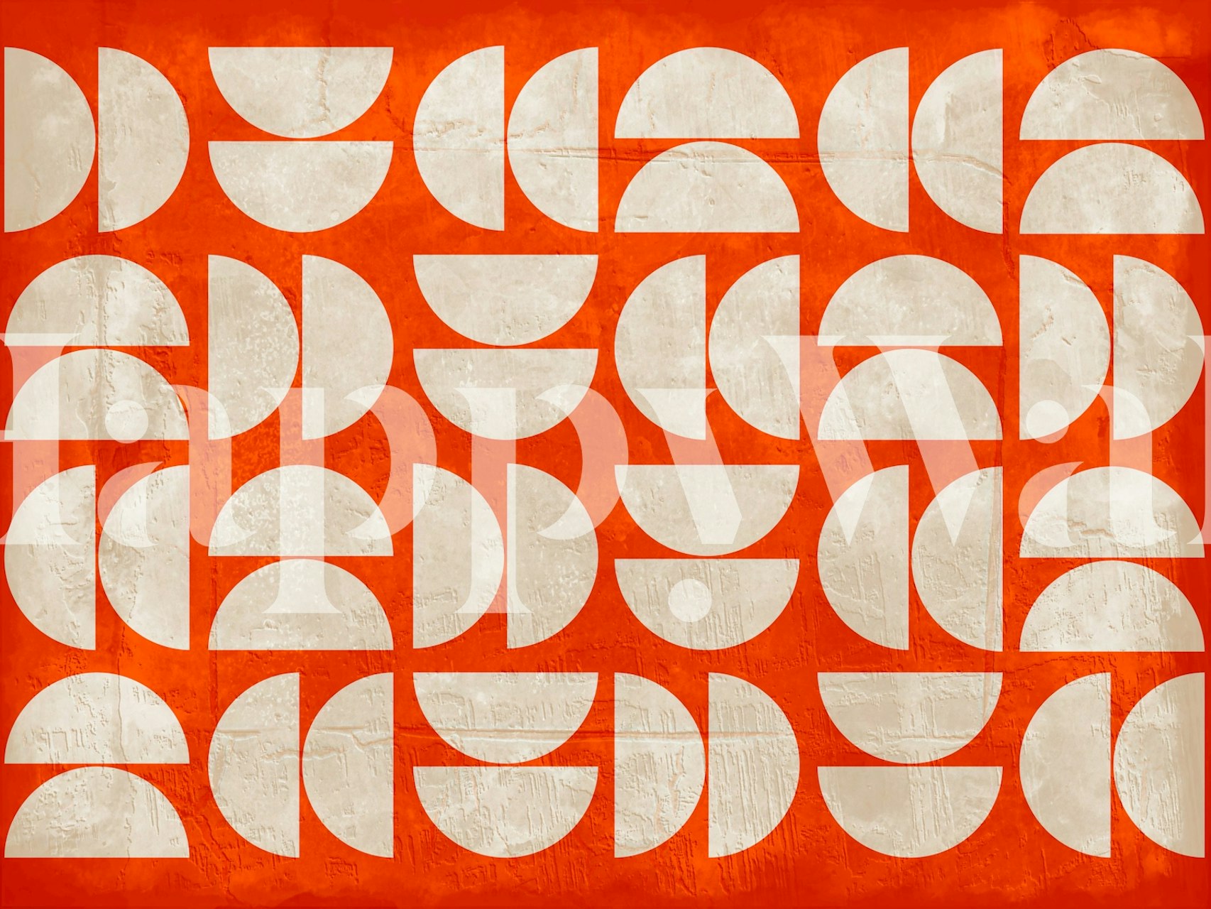 Red Mid Century Concrete Art tapet i et rum