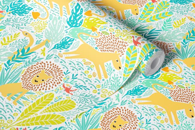 The lion and the parrot for kids 2 -size Mwallpaper roll