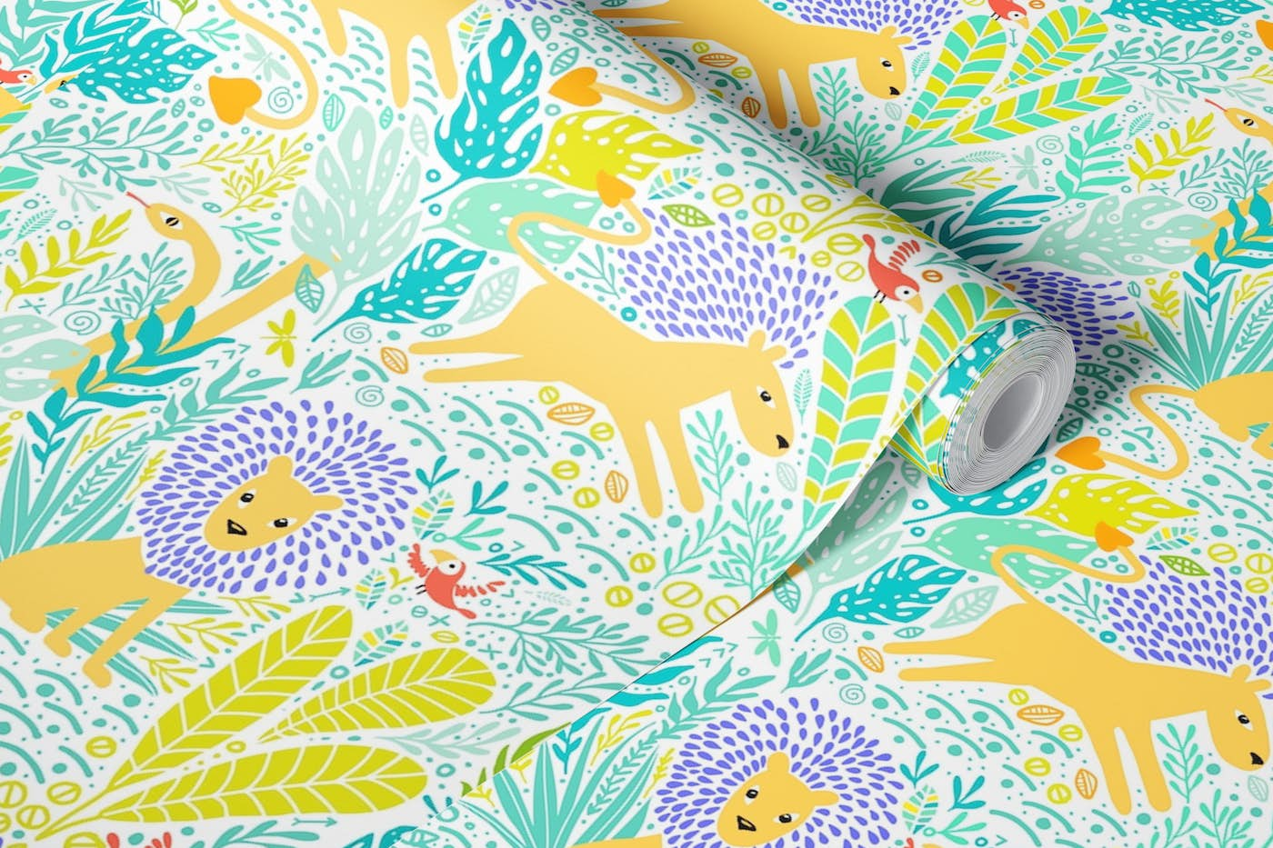 The lion and the parrot for kids 1 - size M wallpaper roll