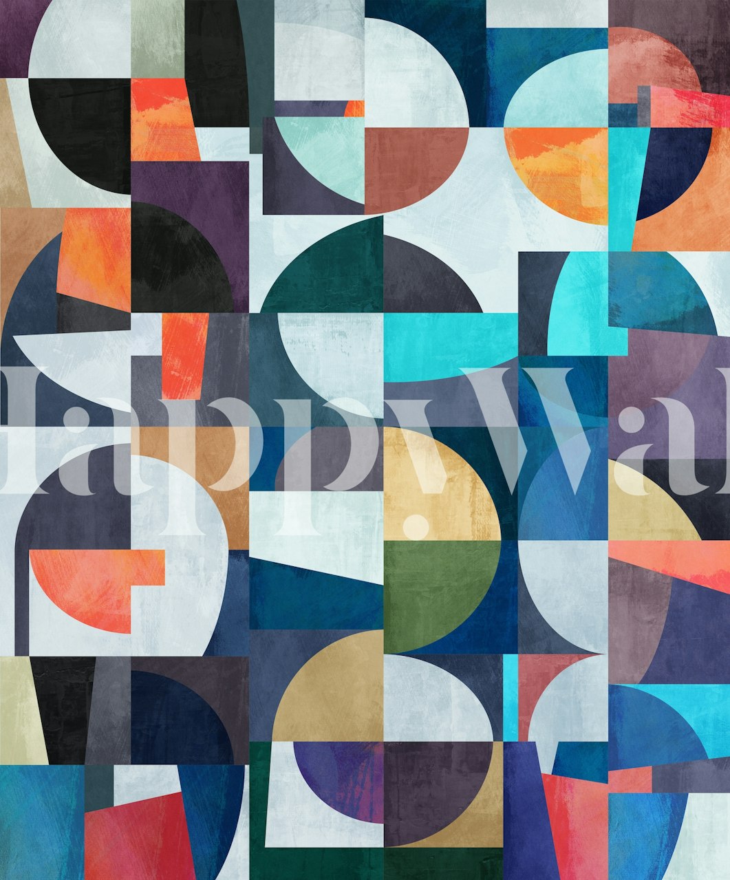 Abstract geometric shapes wall mural in a colorful and modern style