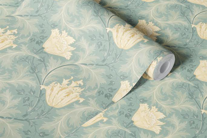 William Morris ANEMONE in mint creamwallpaper roll