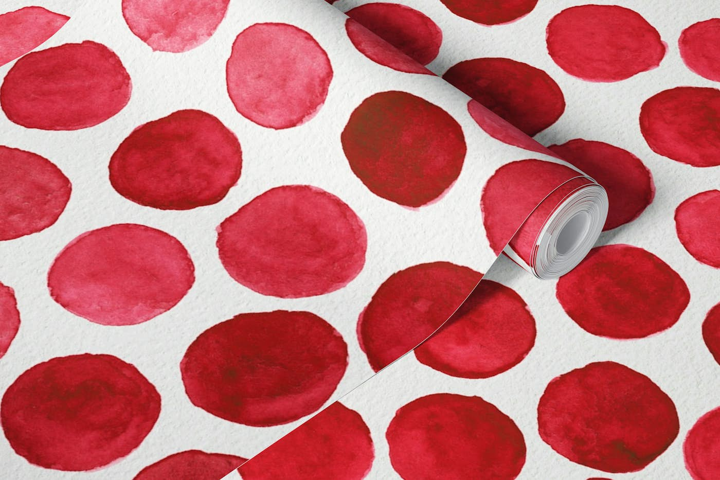 Watercolors Bubbles - Red wallpaper roll