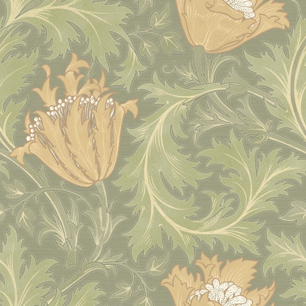 William Morris ANEMONE in sage green vanila