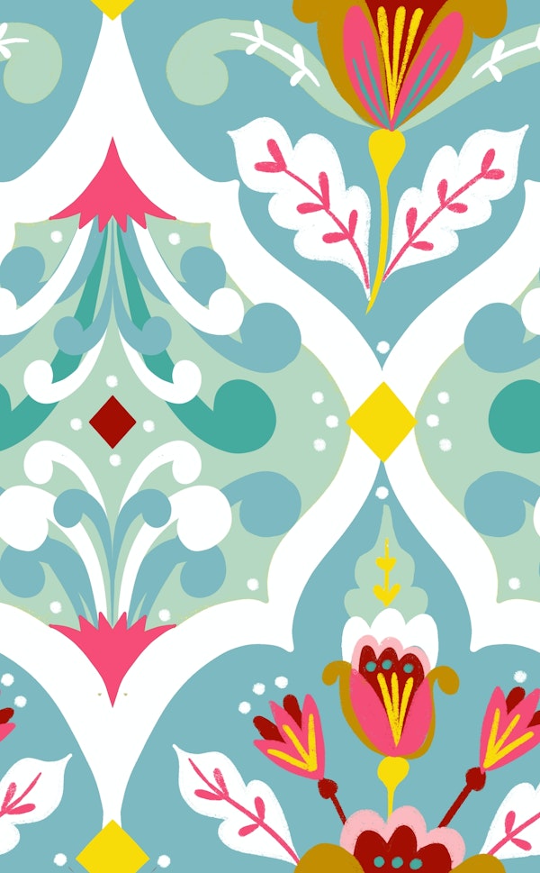 fresh mint damask florals