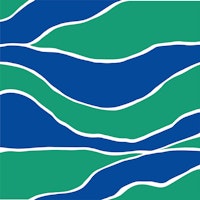 Cobalt blue green hand drawn tapete