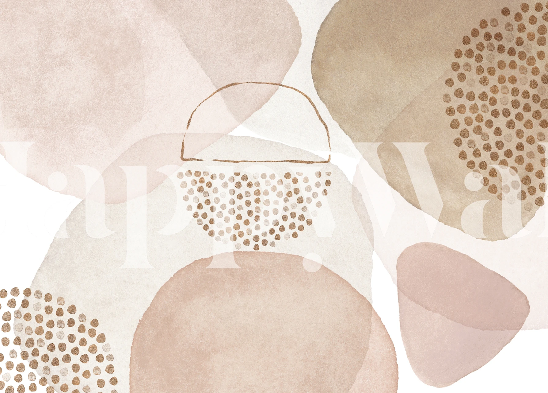 Abstract shapes in blush and peach tones with dotted patterns wallpaper