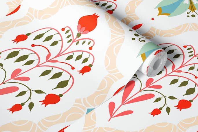 damask floral medaillonwallpaper roll