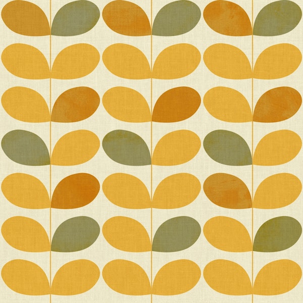 mid century leaves mustard yellow