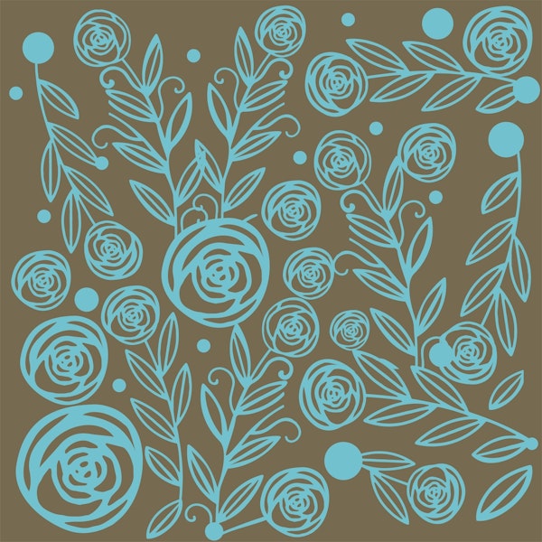 Brown Blue Hand Drawn Roses