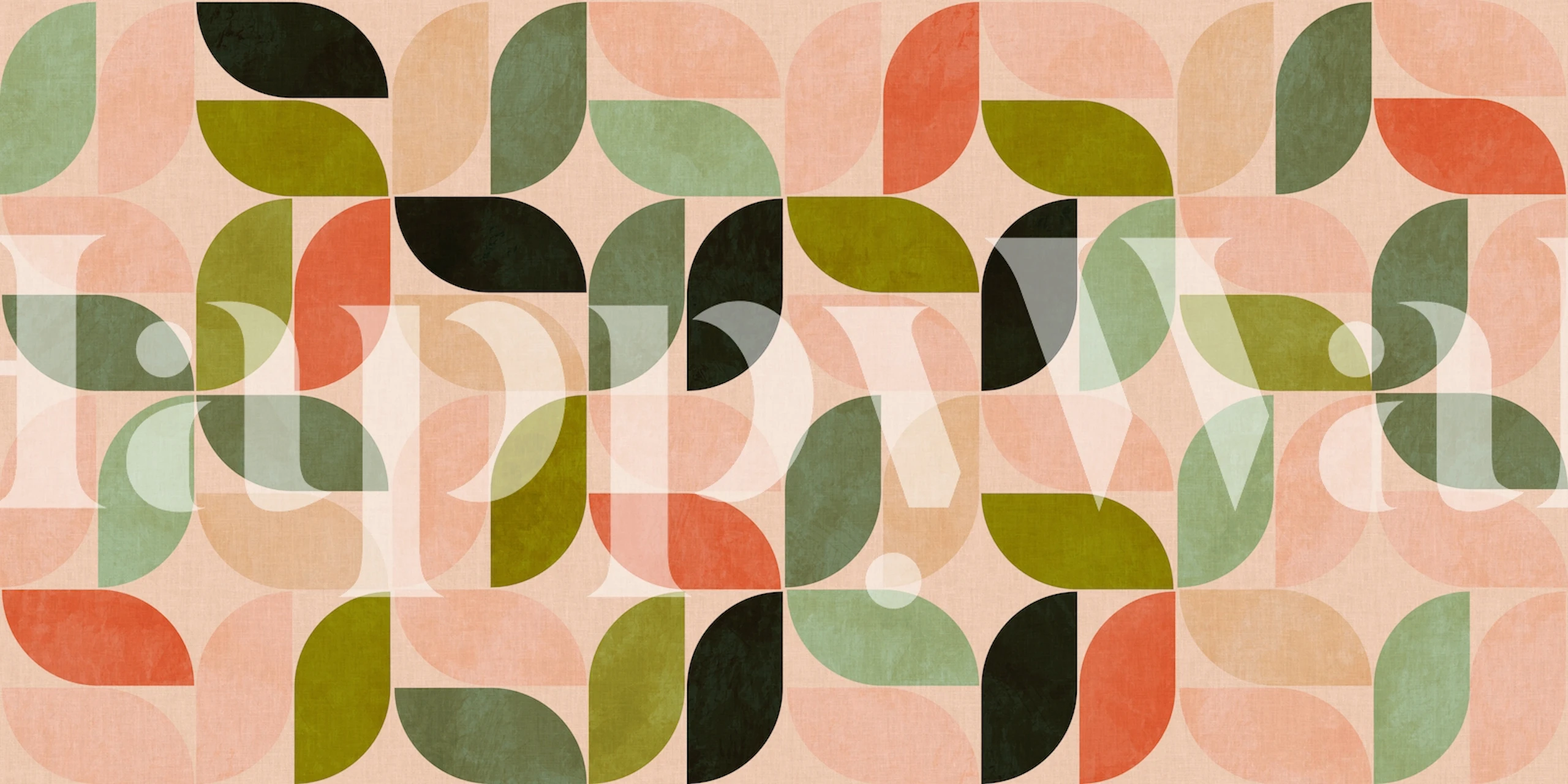 Geo leaves vintage tapet i et rum