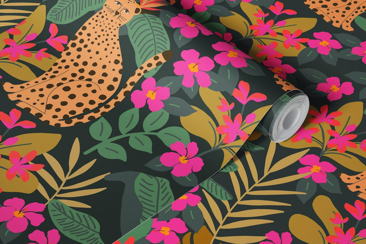 Hot Pink Jungle wallpaper roll