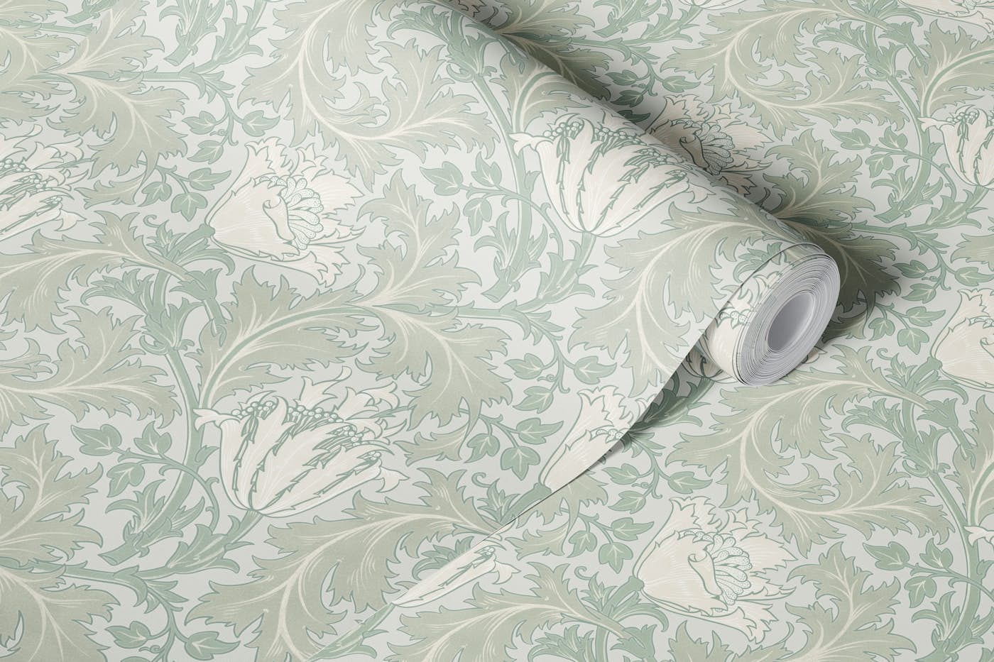 William Morris ANEMONE in pistachio green wallpaper roll