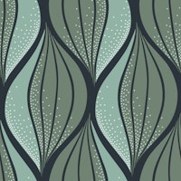 Flowing leaves sage green midnight blue tapet
