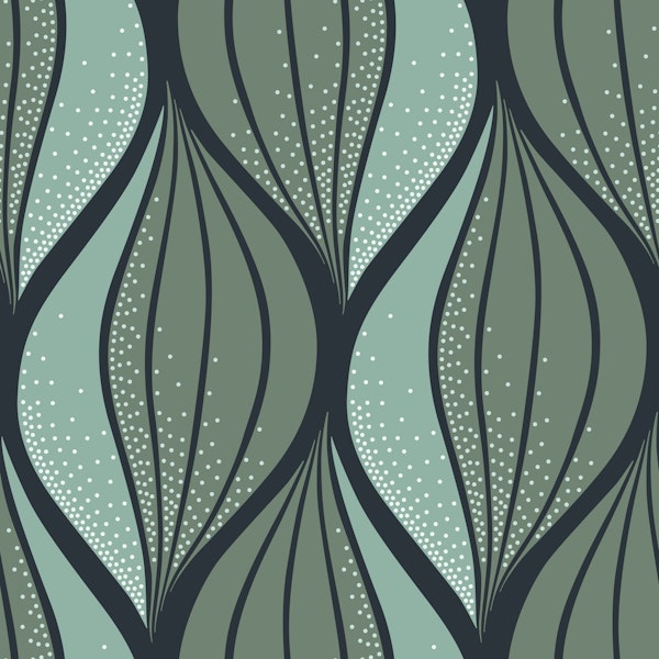 Flowing leaves sage green midnight blue