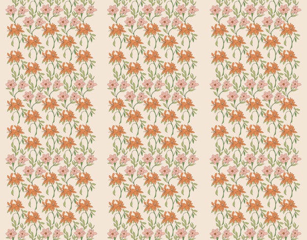 Pink Orange Floral Stripes