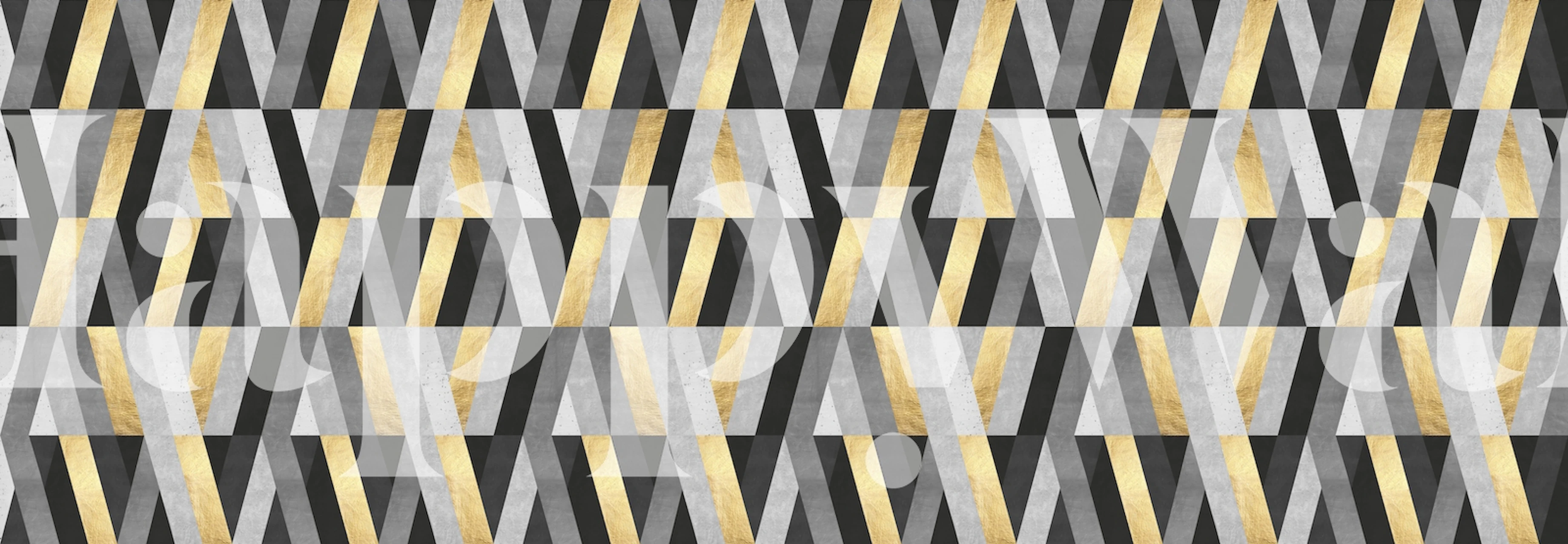 Gray and gold geometric pattern wallpaper