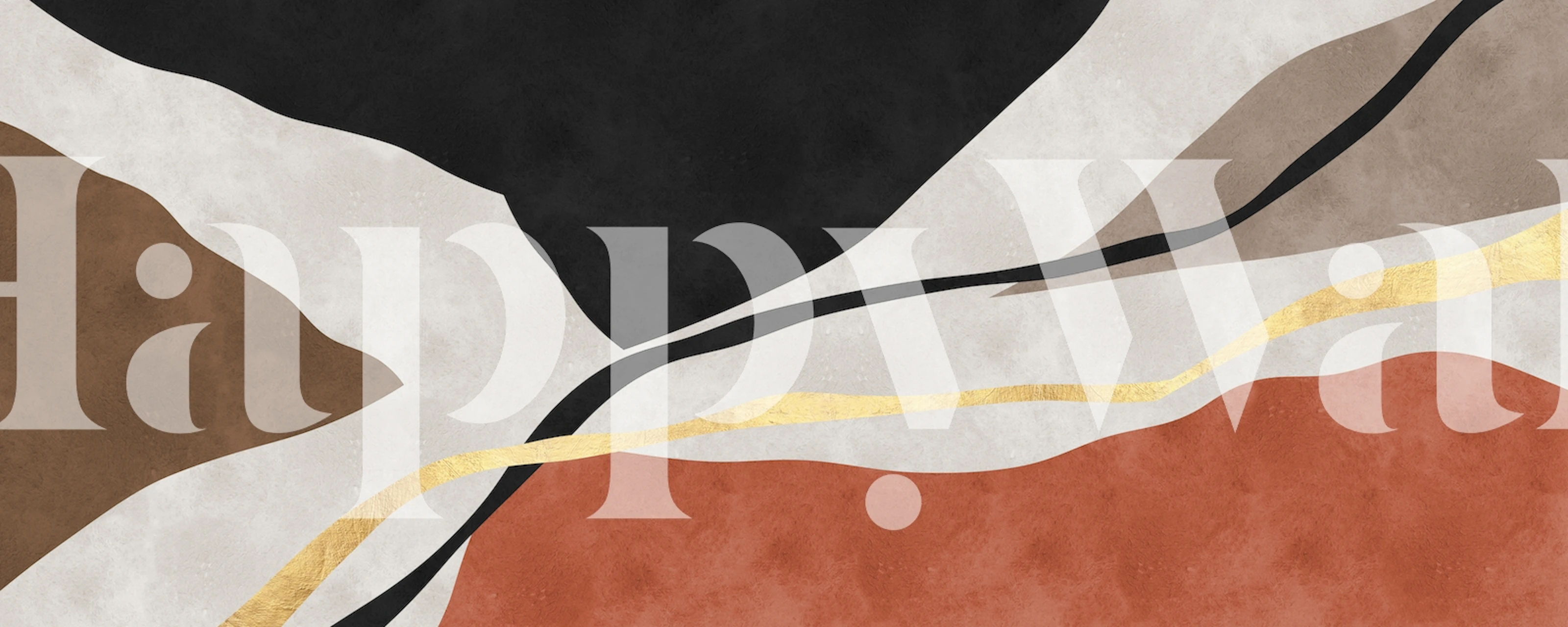 Abstract shapes in black, beige, and orange pattern wallpaper
