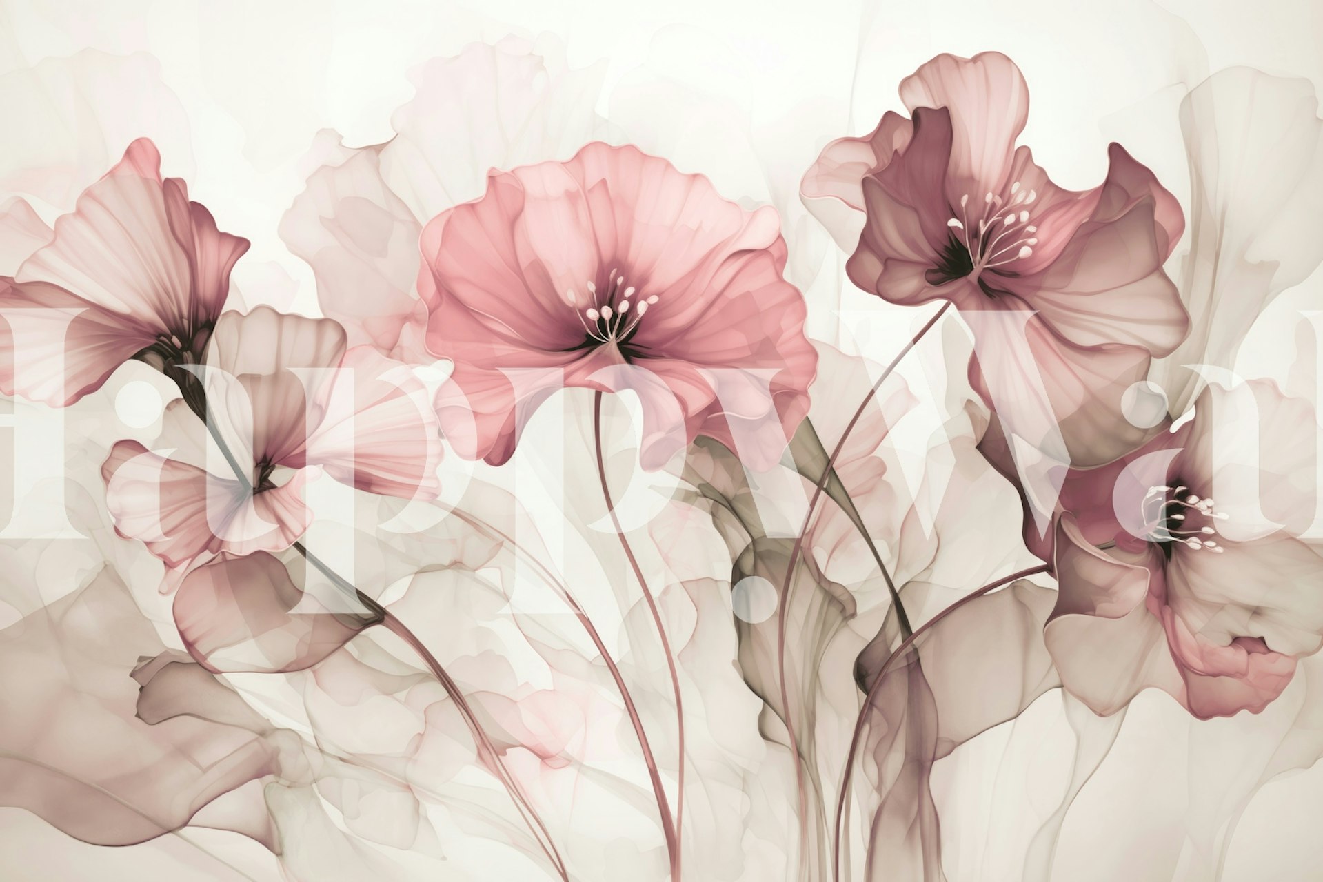 Ethereal Flower Fantasies behang in een kamer