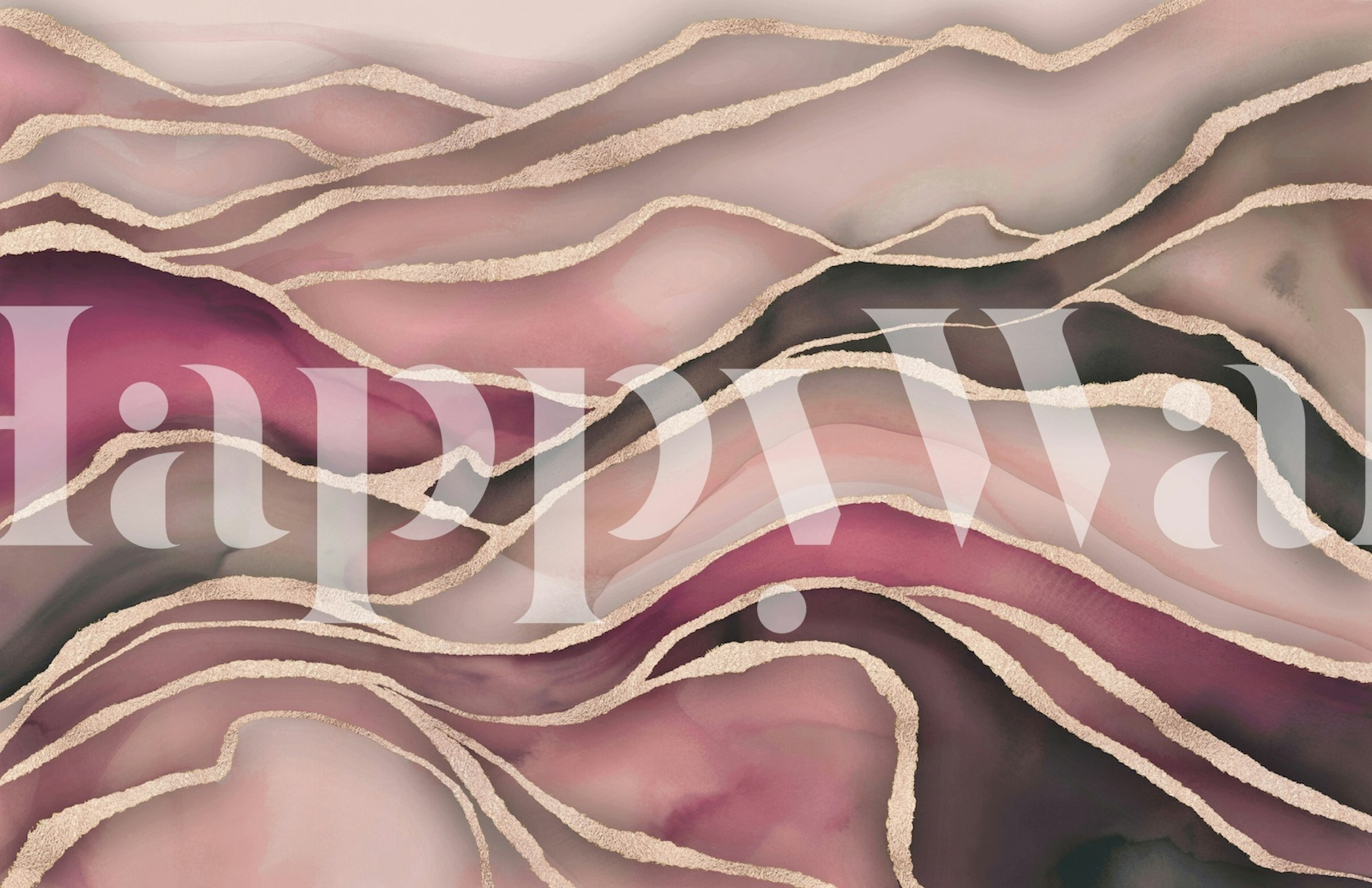 Marble landscape wallpaper in pink, rose gold, and dark accents style